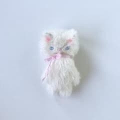 しろ 青目 猫 ぬいぐるみ ハンドメイド 作家 アートドール テディベア