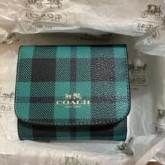 COACH コーチ 財布 二つ折り財布 折財布 グリーン チェック - メルカリ