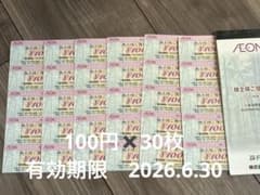 イオングループ　株主優待券　 100円券×30枚のサムネイル