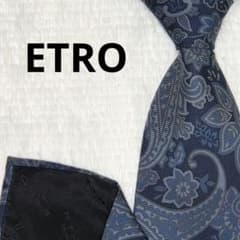 美品】ETRO エトロ ネクタイ ペイズリー柄 ネイビー系 シルク - メルカリ