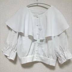 フリル付きホワイトシャツ 半袖のサムネイル
