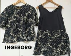 インゲボルグ　INGEBORG スズラン柄 チュニックセットブラウス 11号 インゲボルグ INGEBORG スズラン柄 チュニックセットブラウス 11号