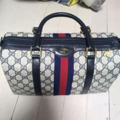 GUCCIボストンバッグ ネイビー/ベージュ 最終値下げ GUCCIボストンバッグ ネイビー/ベージュ 最終値下げ - メルカリ