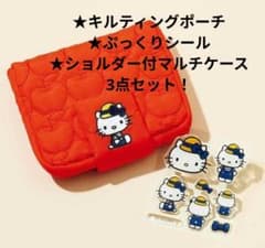 ハローキティ マルチケース＆ リンネル　リンゴキルティングポーチ＆ぷっくりシールのサムネイル