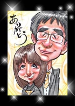 世界で1枚の手描きのオーダーメイド似顔絵☆ご両親へ感謝の気持ち