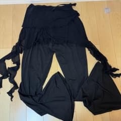 シフォンフリル付きフレアパンツ ブラックのサムネイル