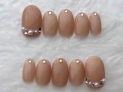 Beige Jewel｜大人ベージュ｜パール｜ネイルチップ｜韓国ネイルのサムネイル