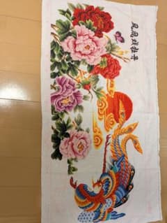 鳳凰戯牡丹 クロスステッチ 刺繍布 - 5