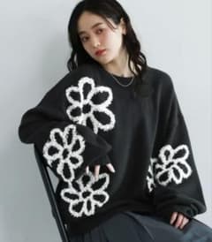 【未使用】RAGEBLUE ブークレフラワーモチーフルーズニット