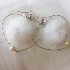 ハート ファー パール ピアス リングのサムネイル