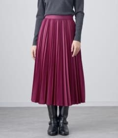 ANAYI アナイ 定価31900円 レザーライクプリーツスカートパープル