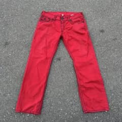 TRUE RELIGION W38 トゥルーレリジョン　レッド　赤　デニムパンツのサムネイル