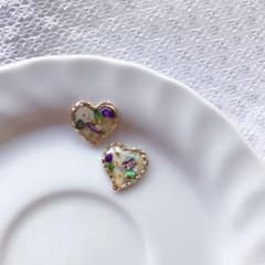 小ぶりハートのさざれ石ピアス イヤリングのサムネイル