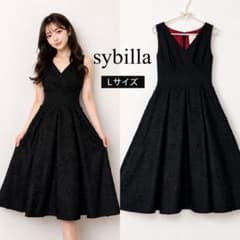 シビラ ワンピース L 黒 日本製 美品 花形リボン ノースリーブ - メルカリ