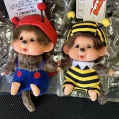 新品・タグ付き]モンチッチ 顔でかSSキーチェーン てんとう虫&ミツバチ
