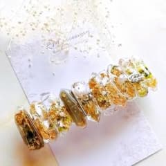 鉱石風バレッタ(olive)№821　ドライフラワー　レジンのサムネイル