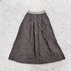 Kagure かぐれ リネンストライプタックスカート ブラウン フリーサイズ
