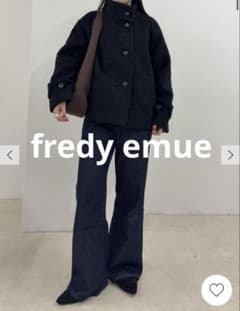 fredy emue フレディエミュ　ループシャギー　スタンドカラーコート　黒 fredy emue フレディエミュ ループシャギー スタンドカラーコート 黒