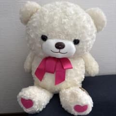 ホワイト くま ぬいぐるみ リボン付き　タグ付きのサムネイル