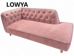 LOWYA カウチソファ ピンク ベルベット調 ボタン留め - メルカリ