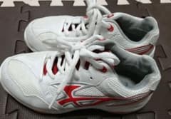 ムーンスター 体育館シューズ ホワイト/レッド 23センチ