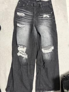 WHOOAP ダメージデニムパンツ ブラック Mのサムネイル