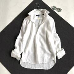 美品✨セオリー Theory リネン100 スキッパーシャツ 現行タグ ゆったり 