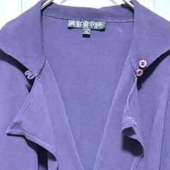 エクポジテ シルク100%カーディガン 紫パープル36 S相当変形襟フリル春