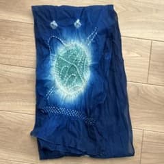 青色 花柄刺繍 兵児帯　子ども用のサムネイル