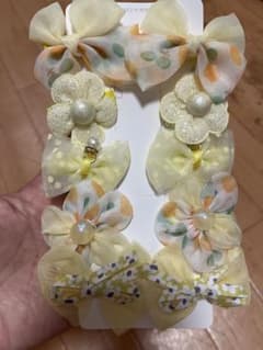 花とリボンのヘアクリップセットのサムネイル