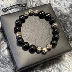 【美品】クロムハーツオニキス✕シルバー ビーズブレスレットブラックメンズ CHROME HEARTS クロムハーツ オニキス ビーズブレスレット｜Yahoo