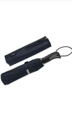 【新品未使用】折りたたみ傘 ワンタッチ自動開閉 10本骨 カバー付 (ネイビー)のサムネイル