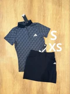 新品 adidasgolf S XS シャツスカートセット ブラック グレー - メルカリ
