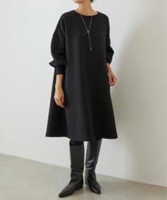 ビアズリー袖パフダンボールワンピース　黒のサムネイル