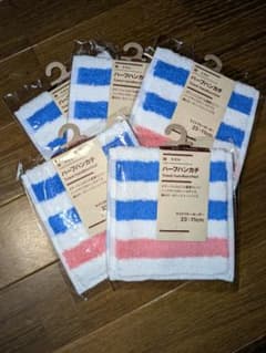 【新品・未使用】MUJI ストライプタオルハンカチ 5枚セットのサムネイル