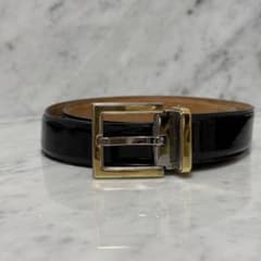 D&G ドルチェ＆ガッバーナ　エナメル　ベルト　ブラック　イタリア製 イタリア製 D＆G ドルチェアンドガッバーナ エナメル ベルト 本革 黒