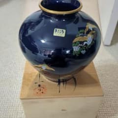 まごころ 創作陶器 花瓶 鶴 松 縁起物 - 4