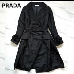 PRADA プラダ イタリア製 36 トレンチ ロングコート中綿入り 黒 - メルカリ