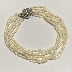 本真珠 淡水パール 6連 ブレスレット SILVER