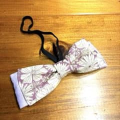 ハンドメイド　花柄 蝶ネクタイ パープル系　大人用のサムネイル