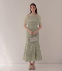LEJA】チュールフリルボレロペイントマーメイドドレスワンピース