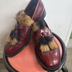 PRADA プラダ ファー タッセル ローファー ボルドーのサムネイル