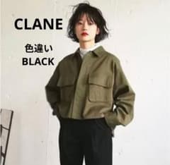 美品 CLANE クラネ バックプリーツ ミリタリージャケット 黒 Мサイズ