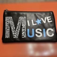 I LOVE MUSIC ペンケース 筆箱 ブラックのサムネイル