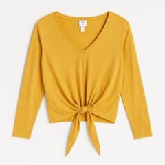H&M マスタード Vネック タイ付き長袖のサムネイル