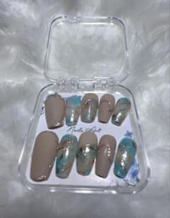 ハンドメイド　ネイルチップ マーブル　ブルー系のサムネイル