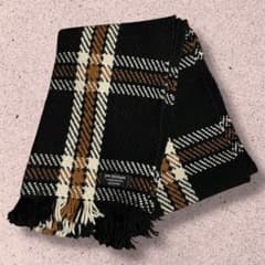john branigan wool マフラー　ストール　黒オレンジチェックのサムネイル