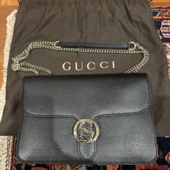 GUCCI ブラックレザー チェーンバッグ　ショルダーバッグ 保存袋付きのサムネイル