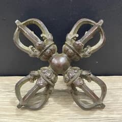 Copper craft, Tibetan esoteric Buddhism ritual implement, vajra, Buddhist implement, warding off evil, Chinese art, Tibet