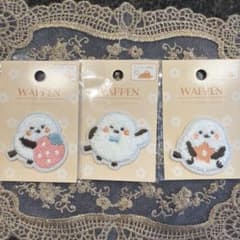 セリア　ワッペン　シマエナガ　3点セット